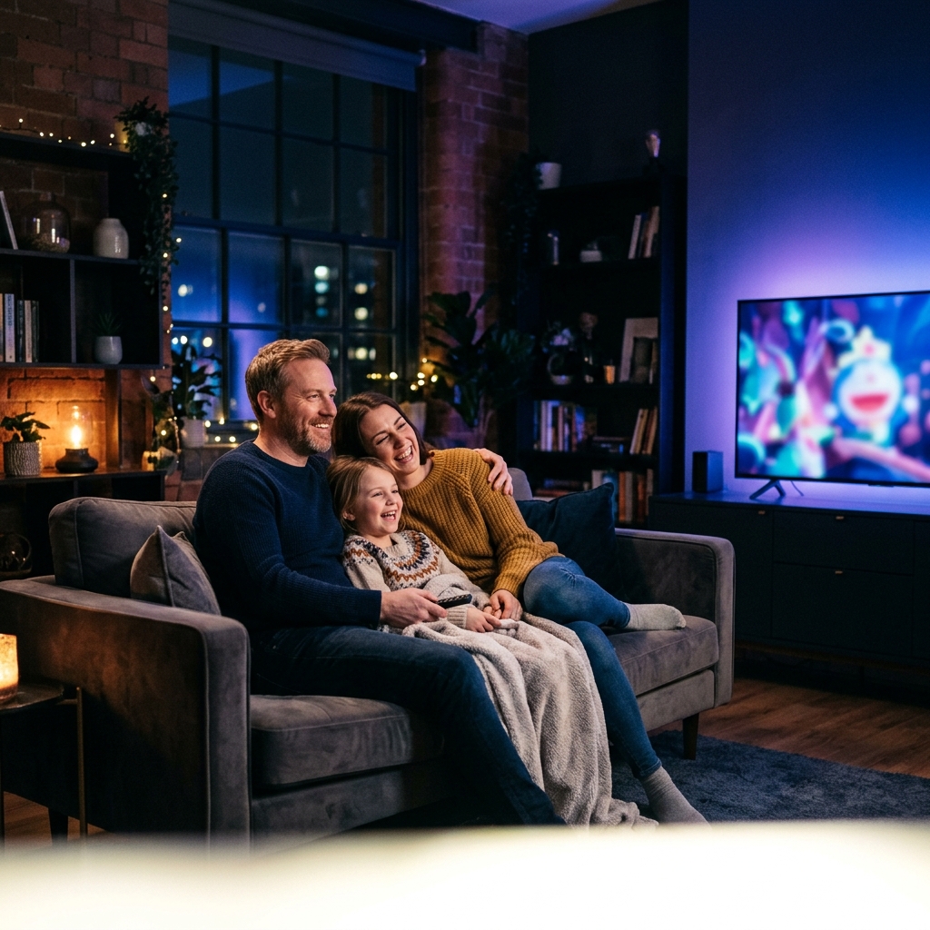 Family watching nobiptv streaming
